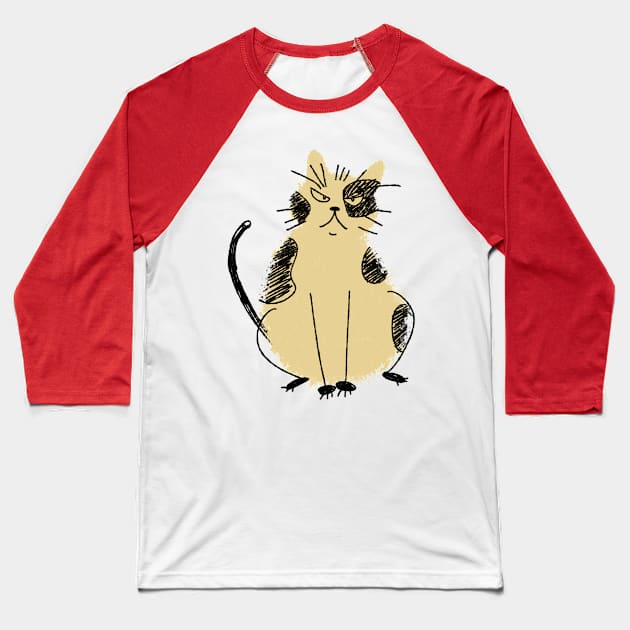 Fluffy angry cat Baseball T-Shirt by Ancsi